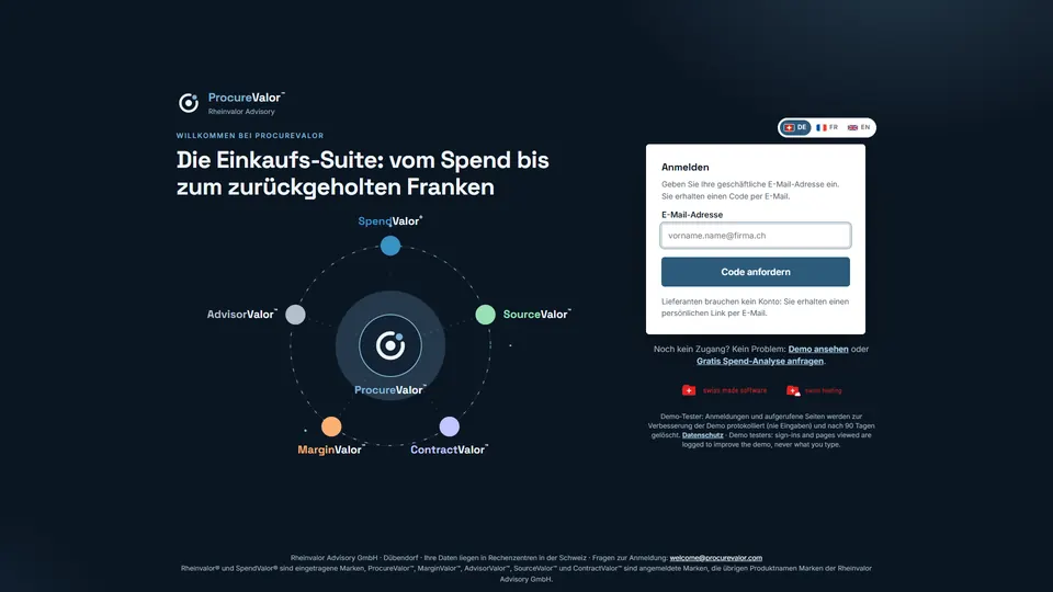 Anmeldung: ein Login für alle Module, das Rad zeigt, wie sie zusammenhängen.